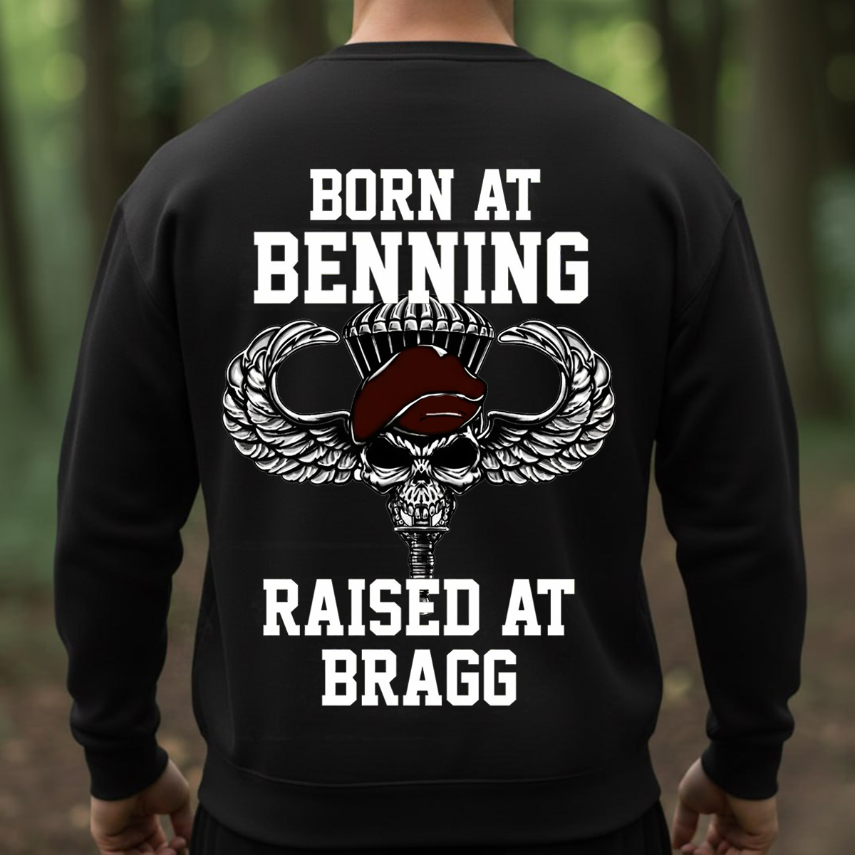 Born at Benning Raised at Bragg Shirt – Airborne Paratrooper Military Veteran T-Shirt, Hoodie,Sweatshirt