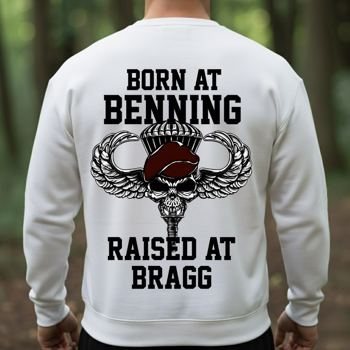 Born at Benning Raised at Bragg Shirt – Airborne Paratrooper Military Veteran T-Shirt, Hoodie,Sweatshirt