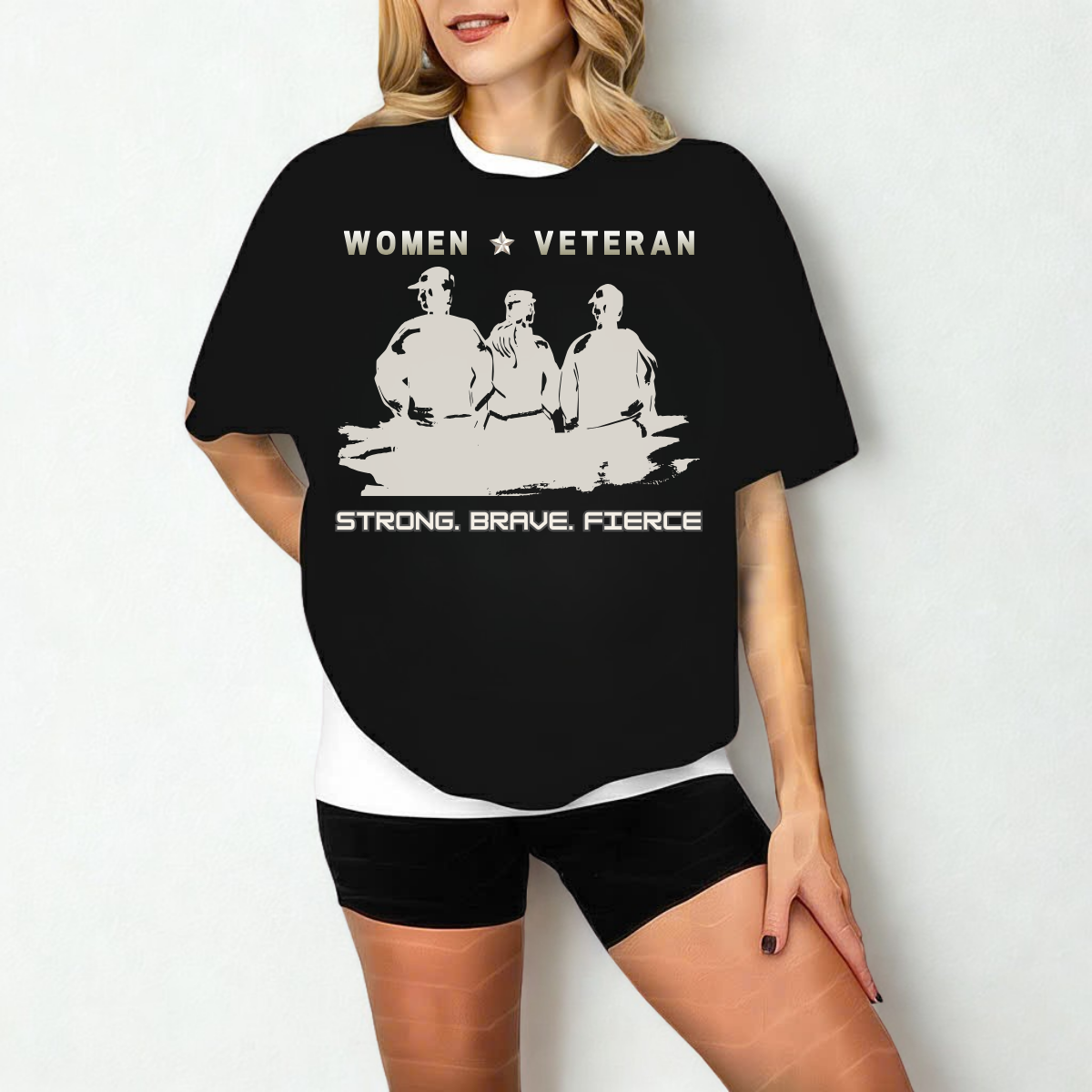 'Women Veteran - Strong - Brave - Fierce' T-Shirt, Veteran T-Shirt for Women