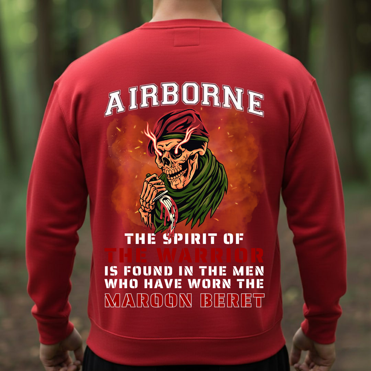 Airborne Military T-Shirt,  The Spirit of The Warrior Is Found in The Men Who Have Worn The Maroon Beret,  Tactical Army Apparel for Veterans
