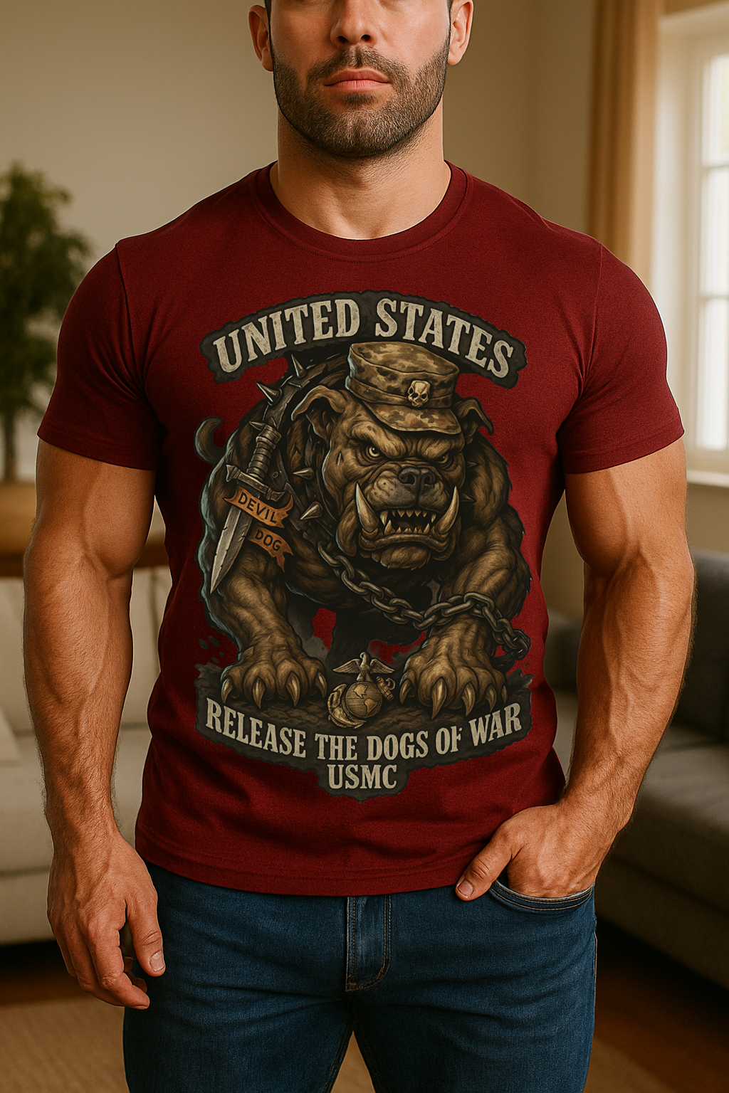 USMC Devil Dog Veteran T-Shirt – Release the Dogs of War Marine Corps Tee