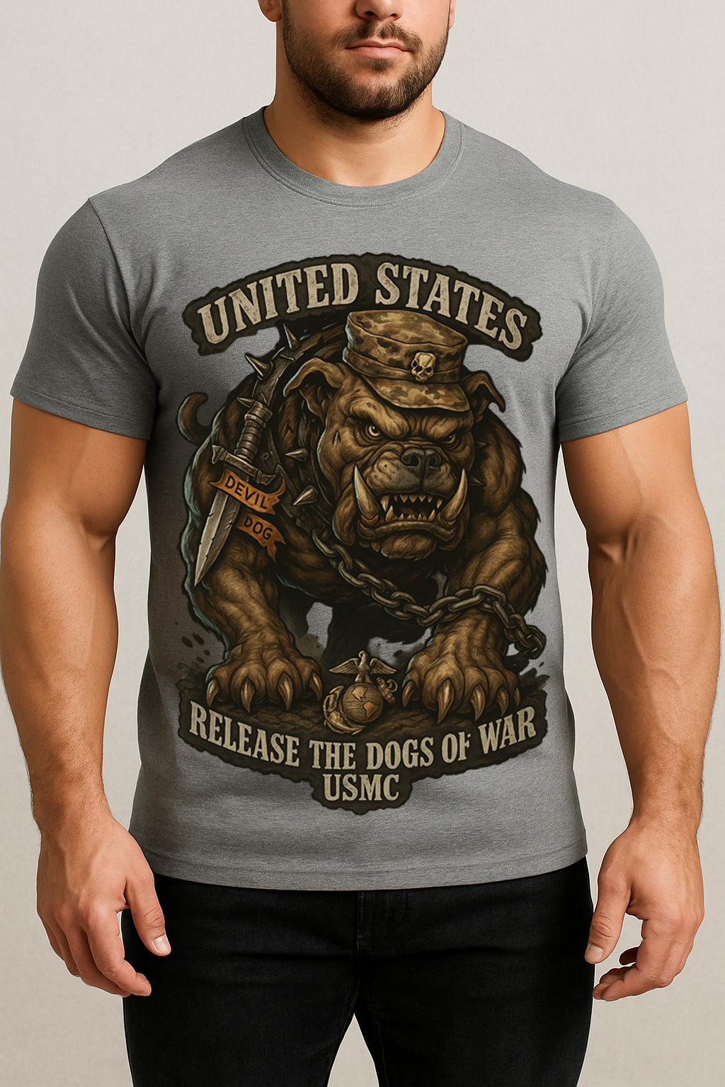 USMC Devil Dog Veteran T-Shirt – Release the Dogs of War Marine Corps Tee