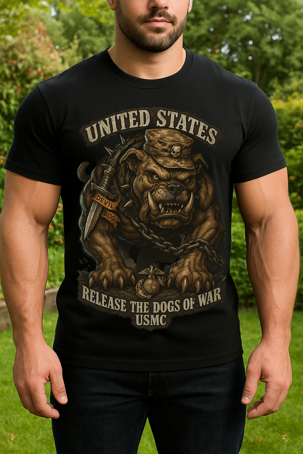 USMC Devil Dog Veteran T-Shirt – Release the Dogs of War Marine Corps Tee
