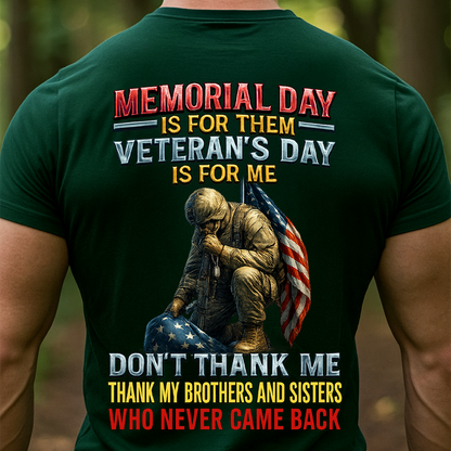 Veterans and Memorial Day Shirt – Soldier Kneeling with Flag – Honor Those Who Served Tee
