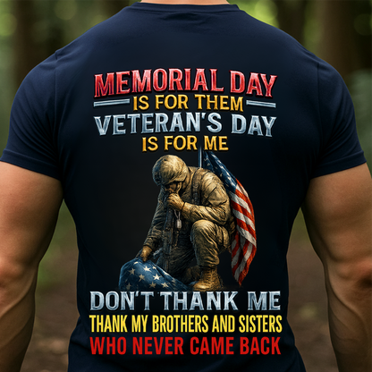 Veterans and Memorial Day Shirt – Soldier Kneeling with Flag – Honor Those Who Served Tee