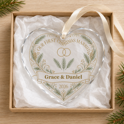heart linear rings glass ornament mockup