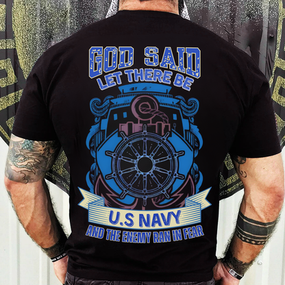 Navy Veteran T-Shirt, Sweatshirt, Hoodie – God Said Let There Be U.S. Navy – Proud Military Pride Tee