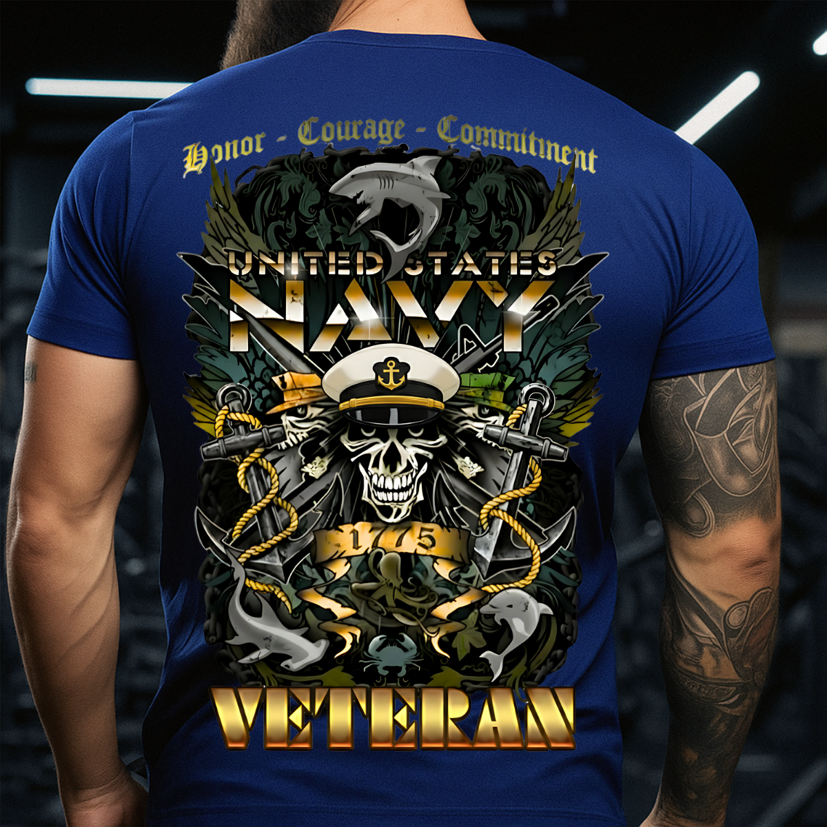 Navy Veteran T-Shirt – Honor, Courage, Commitment – United States Military Tee