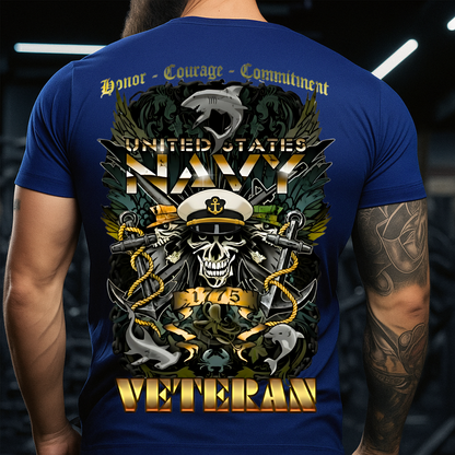 Navy Veteran T-Shirt – Honor, Courage, Commitment – United States Military Tee