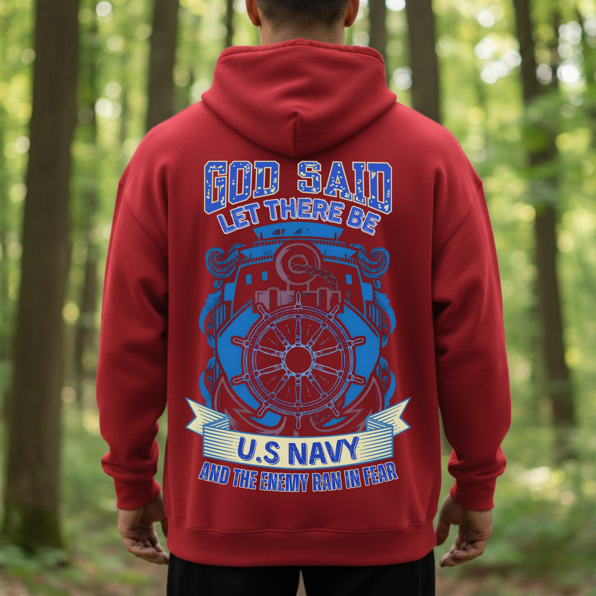 Navy Veteran T-Shirt, Sweatshirt, Hoodie – God Said Let There Be U.S. Navy – Proud Military Pride Tee