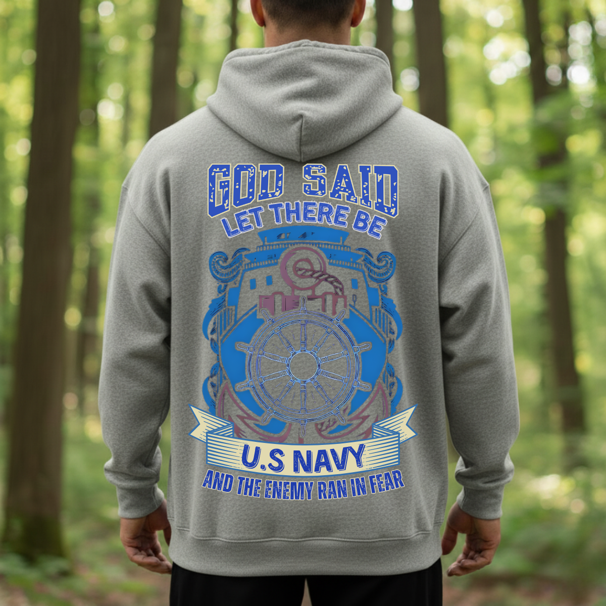Navy Veteran T-Shirt, Sweatshirt, Hoodie – God Said Let There Be U.S. Navy – Proud Military Pride Tee