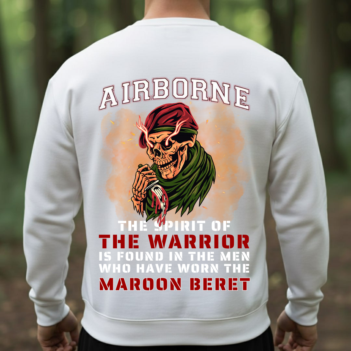 Airborne Military T-Shirt,  The Spirit of The Warrior Is Found in The Men Who Have Worn The Maroon Beret,  Tactical Army Apparel for Veterans