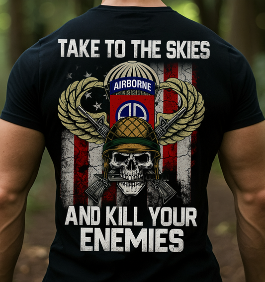 Take to the Skies Airborne T-Shirt – U.S. Army Paratrooper Veteran Shirt for Dad, Husband, or Grandpa