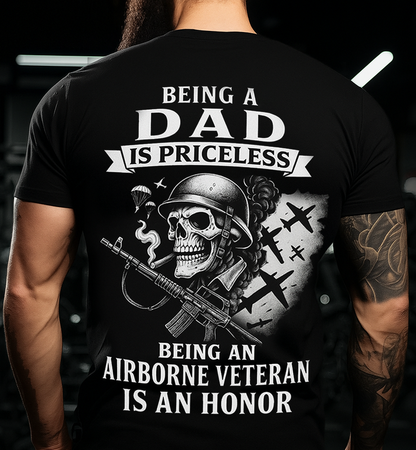 Being an Dad Is Priceless Airborne Veteran T-Shirt – Patriotic Military Graphic Tee Gift for Men