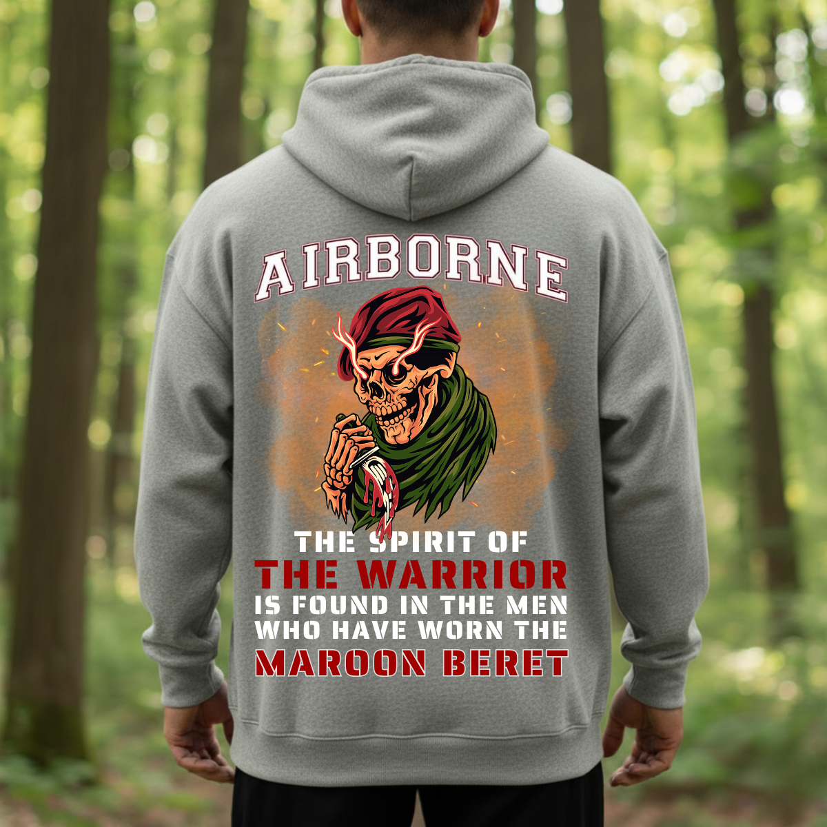Airborne Military T-Shirt,  The Spirit of The Warrior Is Found in The Men Who Have Worn The Maroon Beret,  Tactical Army Apparel for Veterans