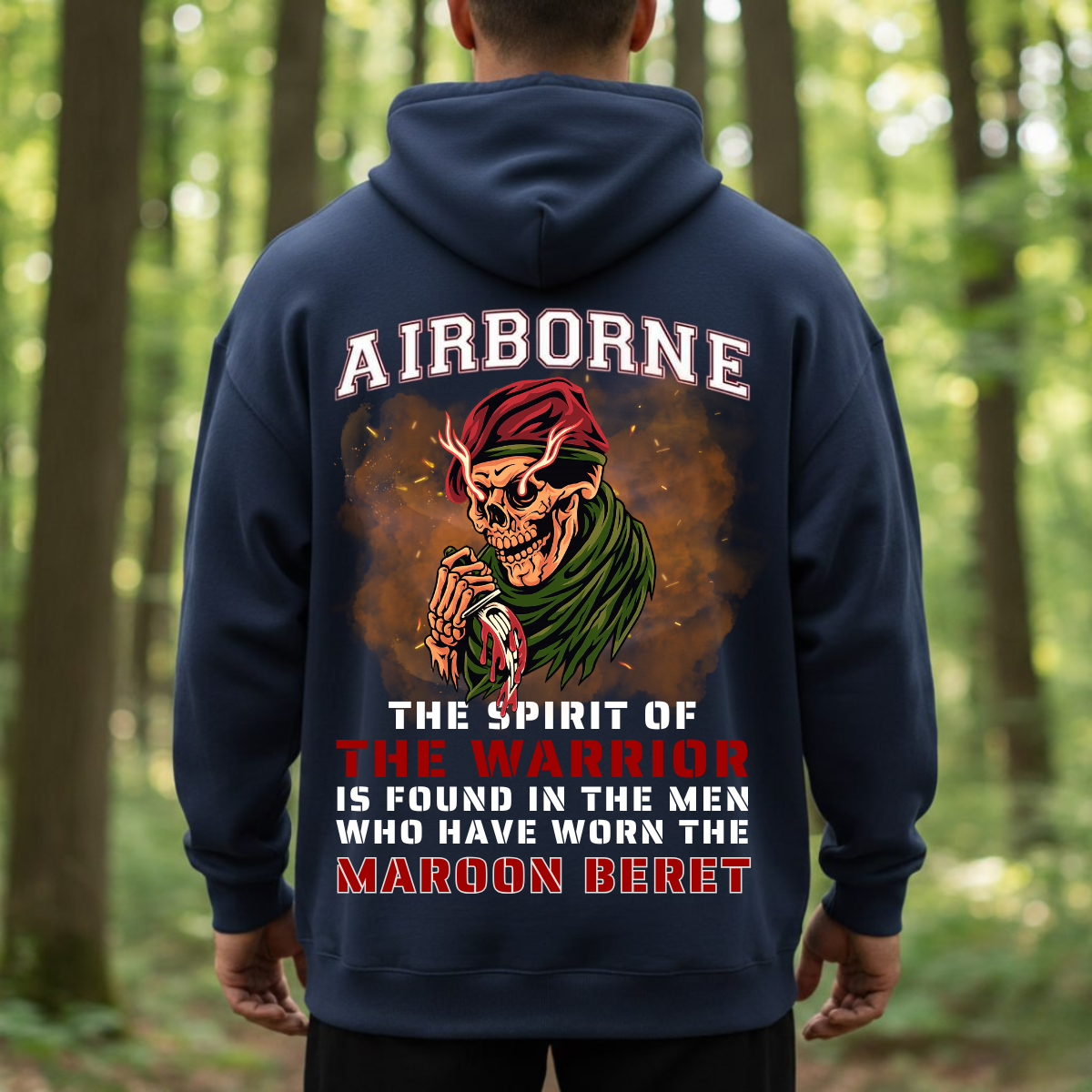 Airborne Military T-Shirt,  The Spirit of The Warrior Is Found in The Men Who Have Worn The Maroon Beret,  Tactical Army Apparel for Veterans