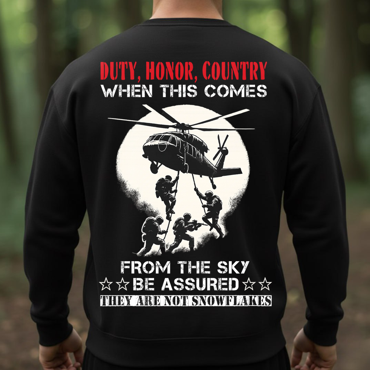 Paratrooper Military Shirt – Duty Honor Country Quote Tee for Veterans – From The Sky Be Assured Design