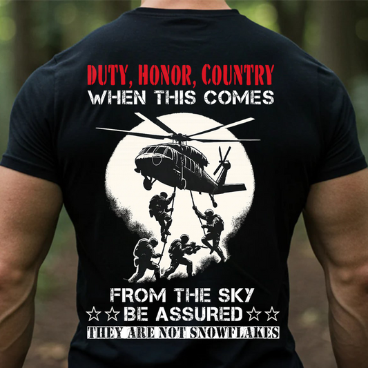 Paratrooper Military Shirt – Duty Honor Country Quote Tee for Veterans – From The Sky Be Assured Design