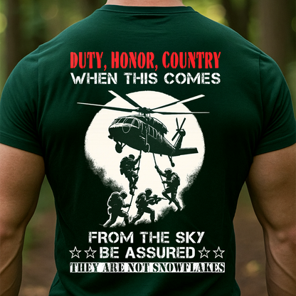 Paratrooper Military Shirt – Duty Honor Country Quote Tee for Veterans – From The Sky Be Assured Design