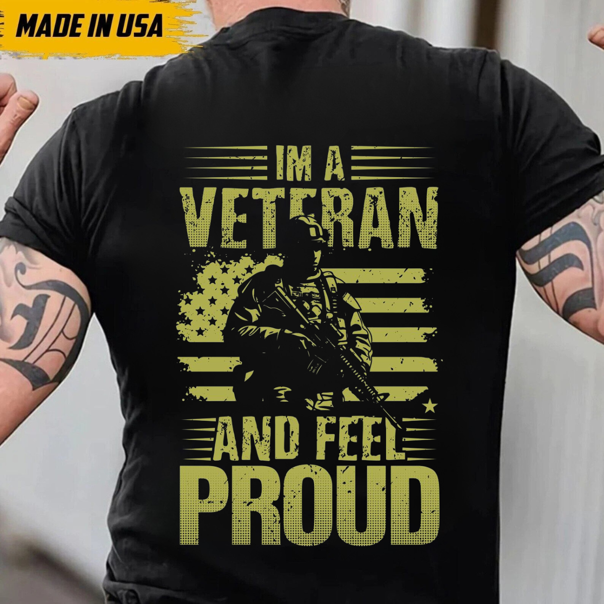I'm a Veteran & Feel Proud Shirt – Military Veteran Patriotic Design – USA Flag T-shirt – Proud to Serve