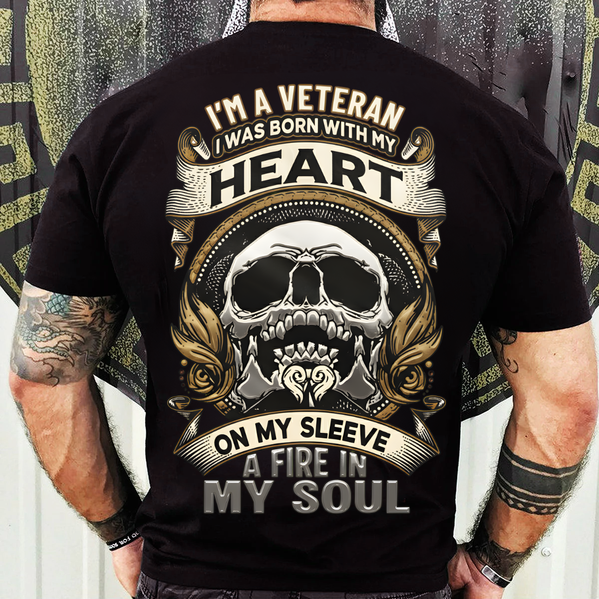 I’m a Veteran T-Shirt, Sweatshirt, Hoodie – Heart On My Sleeve, Fire In My Soul – Proud Military Veteran Gift Tee