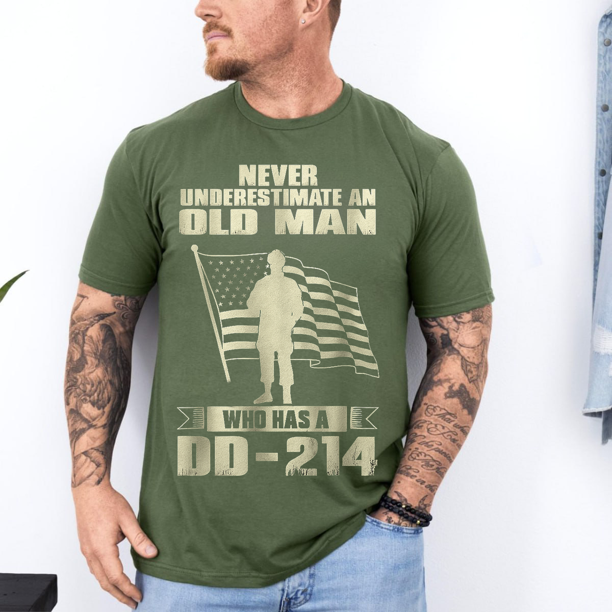 U.S. Veteran Shirt - Never Underestimate An Old Man Who Has A DD-214 - Funny Veteran Shirt, Perfect Gift For -Veteran  Bold Military Humor