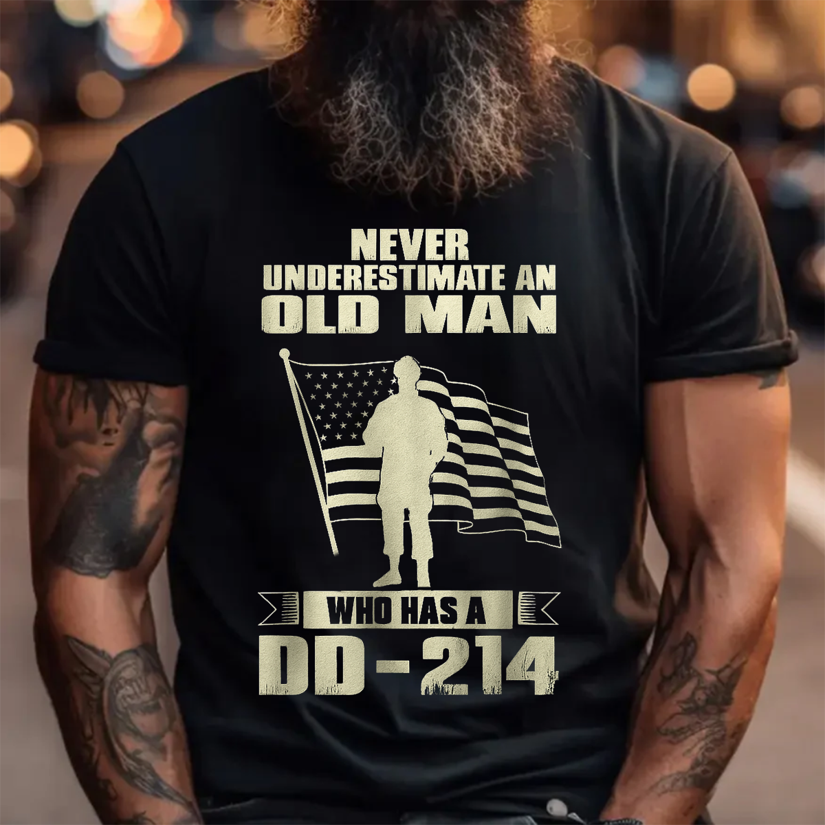 U.S. Veteran Shirt - Never Underestimate An Old Man Who Has A DD-214 - Funny Veteran Shirt, Perfect Gift For -Veteran  Bold Military Humor