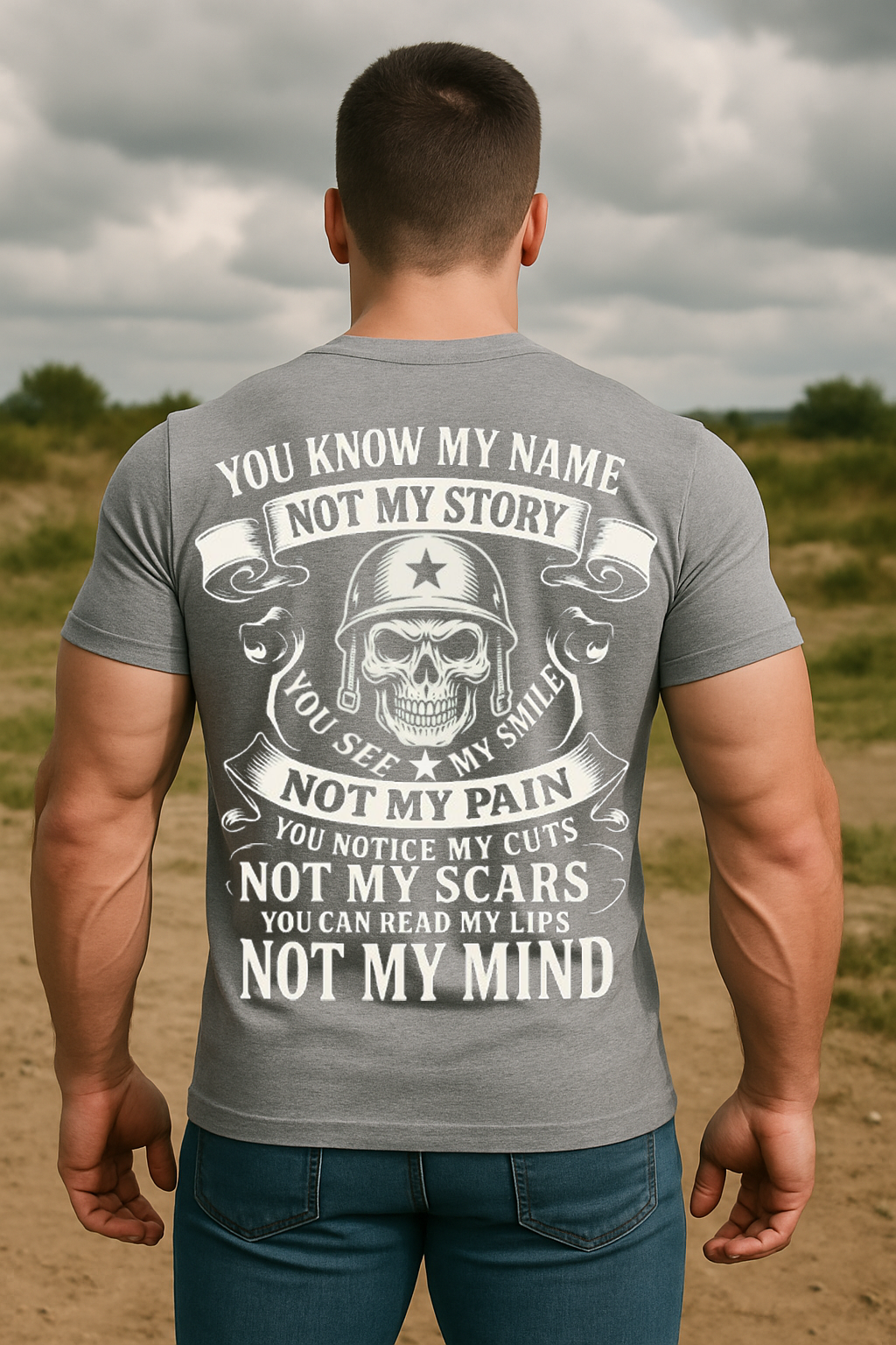 Military Veteran Skull T-Shirt – You Know My Name Not My Story Quote Tee, Warrior Soldier Inspirational Shirt, Veteran Gift for Men