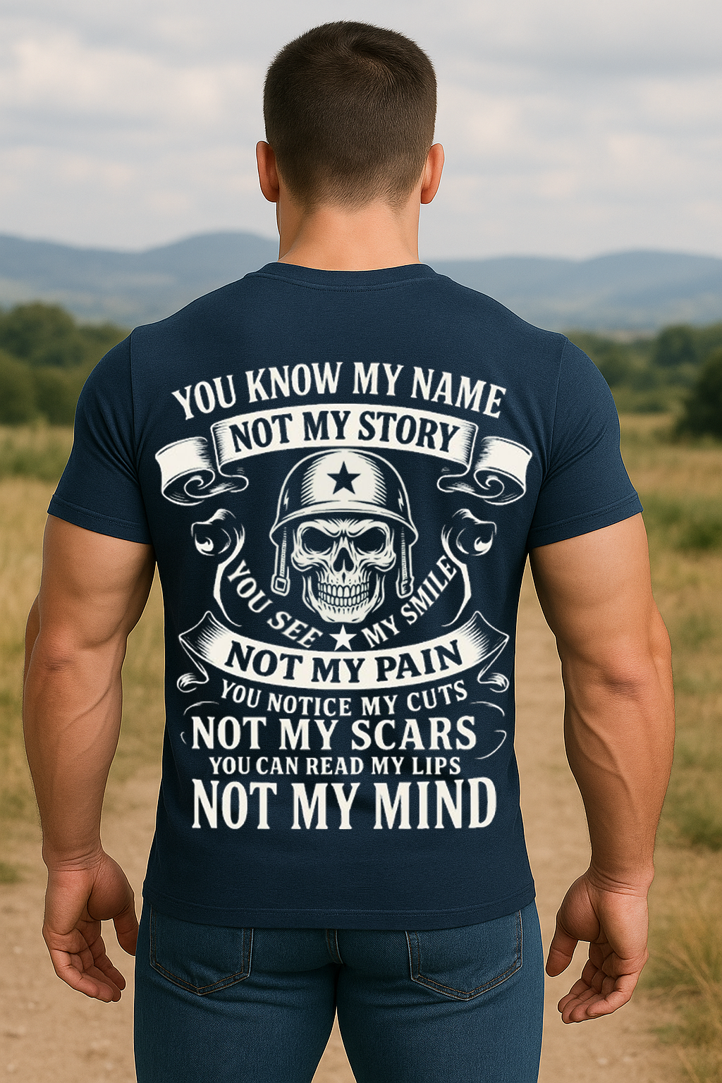 Military Veteran Skull T-Shirt – You Know My Name Not My Story Quote Tee, Warrior Soldier Inspirational Shirt, Veteran Gift for Men