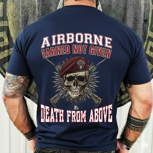 Proud Veteran Shirt – Earned Not Given Airborne Skull – Death From Above Tee