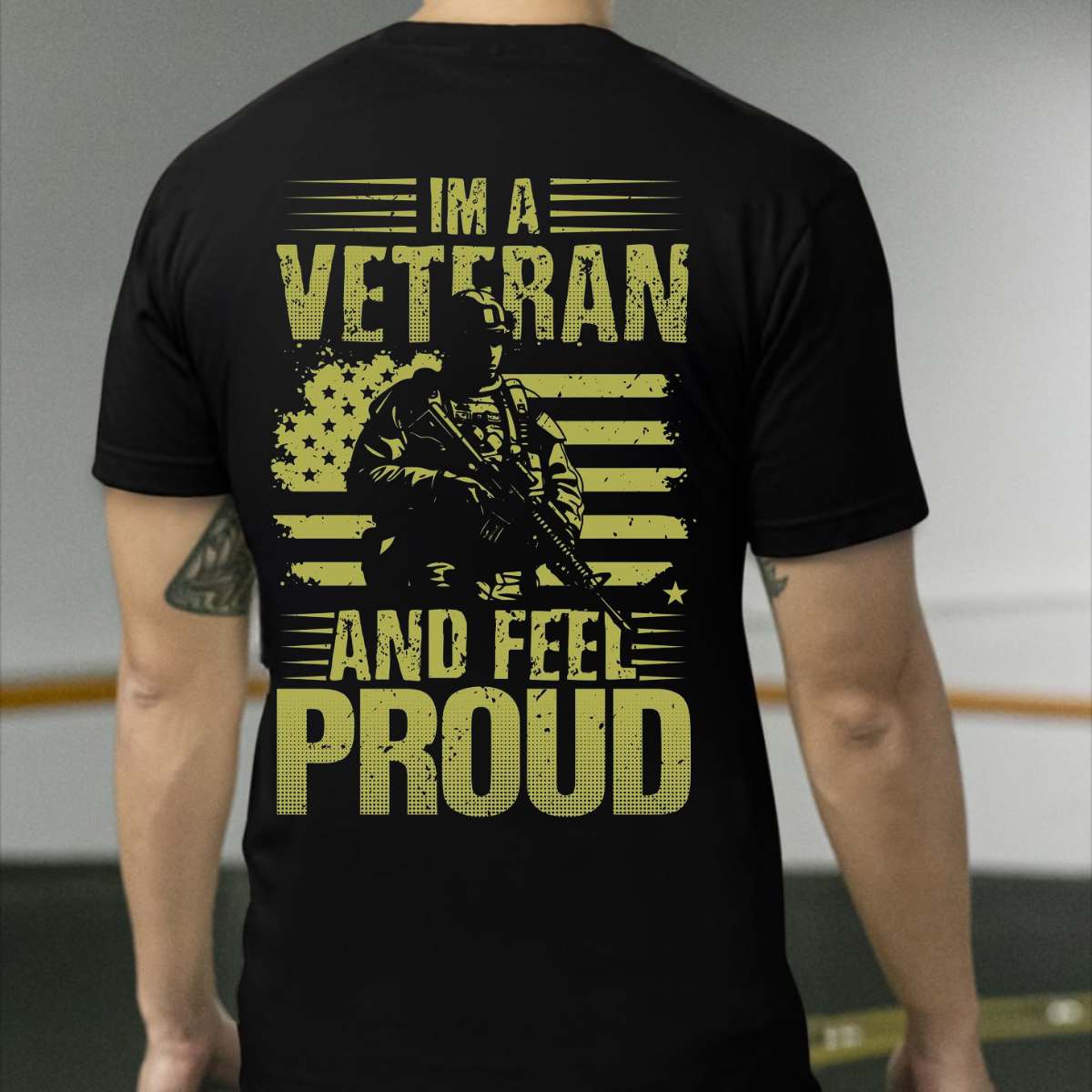 I'm a Veteran & Feel Proud Shirt – Military Veteran Patriotic Design – USA Flag T-shirt – Proud to Serve
