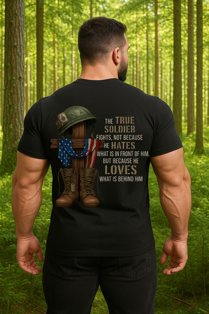True Veteran Military T-Shirt – Veteran American Flag Cross Boots Helmet Tee – Gift for Soldiers and Heroes