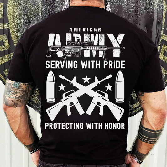 American Army Veteran Shirt – Serving With Pride Protecting With Honor – Military Soldier Gift Tee