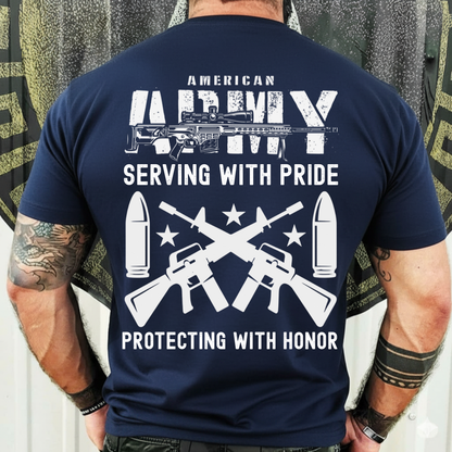 American Army Veteran Shirt – Serving With Pride Protecting With Honor – Military Soldier Gift Tee