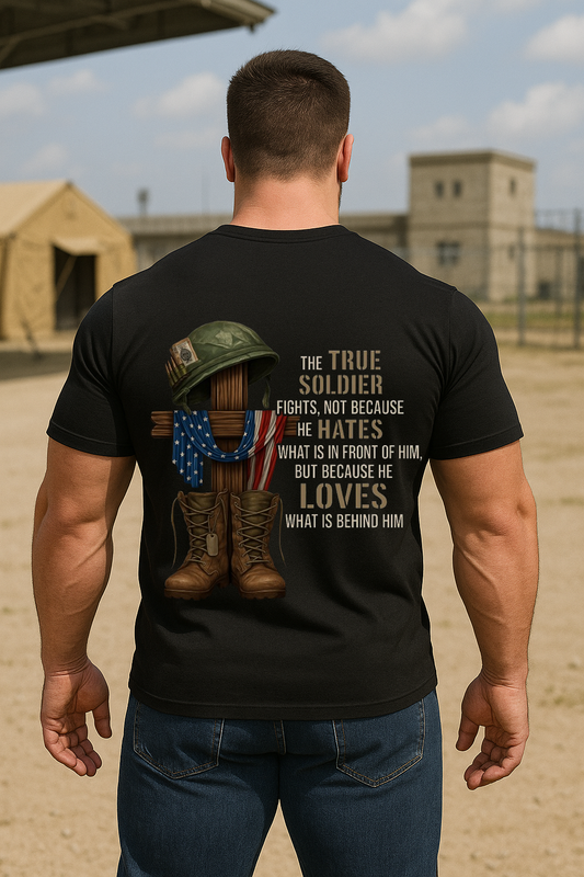 True Veteran Military T-Shirt – Veteran American Flag Cross Boots Helmet Tee – Gift for Soldiers and Heroes