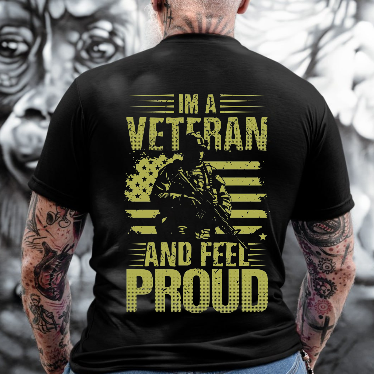 I'm a Veteran & Feel Proud Shirt – Military Veteran Patriotic Design – USA Flag T-shirt – Proud to Serve