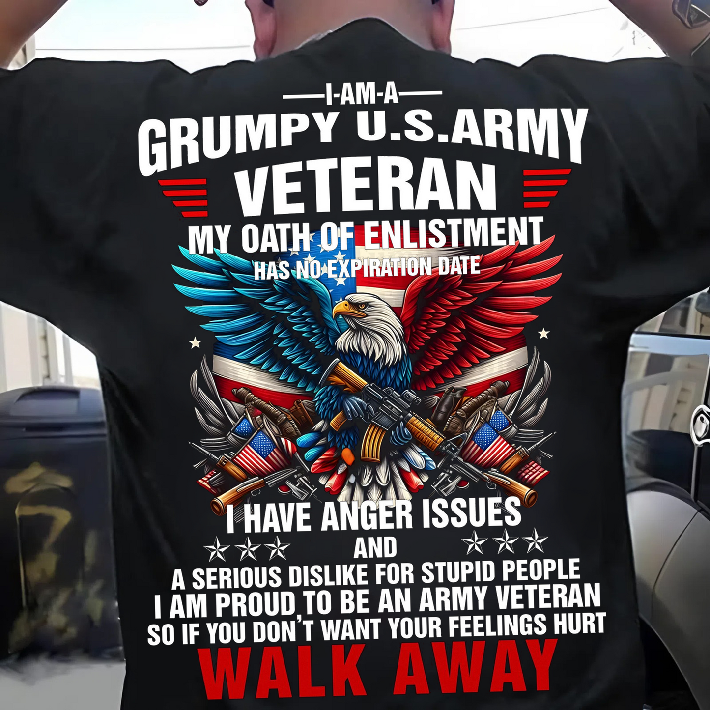 Grumpy U.S. Army Veteran Shirt – Bald Eagle American Flag Military Pride Tee