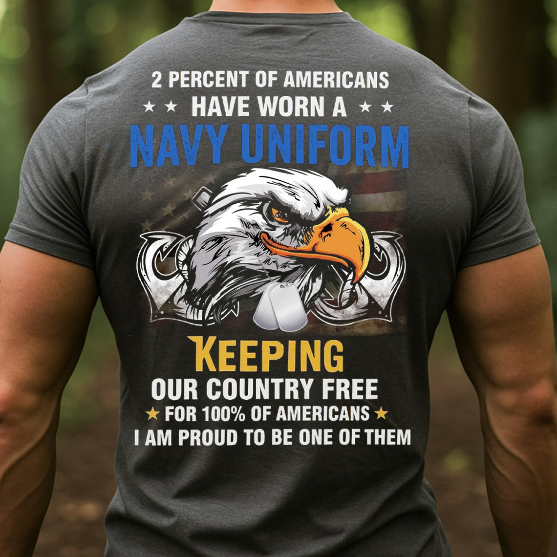 Navy Veteran Shirt, Sweatshirt, Hoodie – 2 Percent of Americans Have Worn a Navy Uniform – Proud Military Veteran Tee – Patriotic Gift for Men