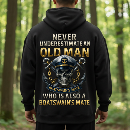 Never Underestimate an Old Man Boatswain’s Mate T-Shirt, Sweatshirt, Hoodie – US Navy Veteran Skull Anchor Military Pride Tee