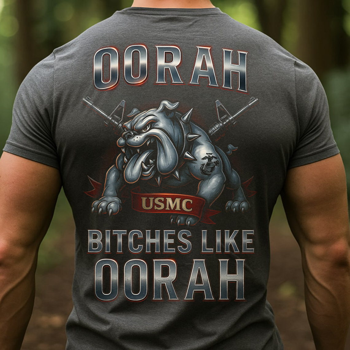 USMC Oorah Bulldog T-Shirt, Sweatshirt, Hoodie – Marine Corps Pride Military Humor Tee for Veterans and Marines