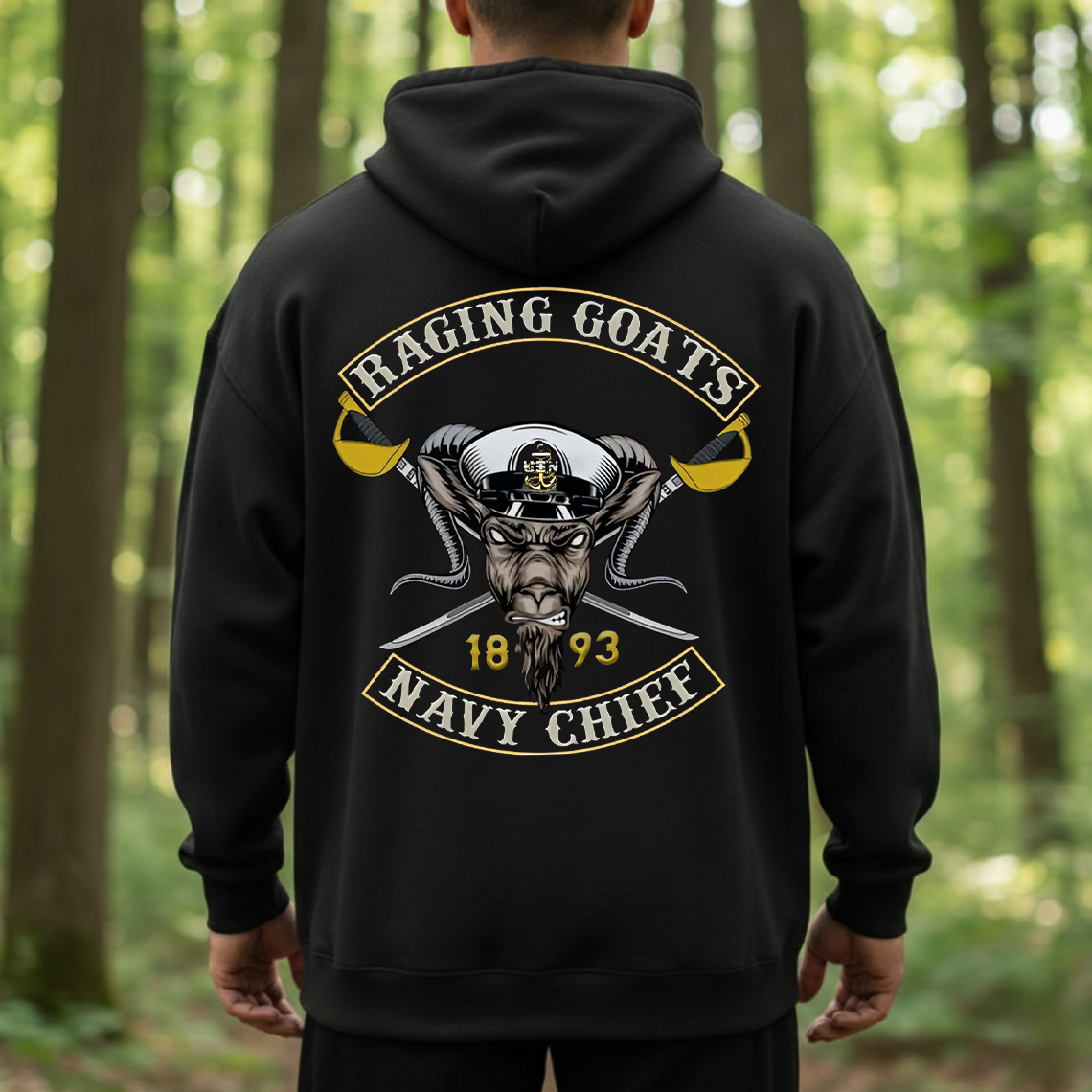 Raging Goats Navy Chief 1893 T-Shirt – US Navy CPO Goat Head Design Military Veteran Pride Tee