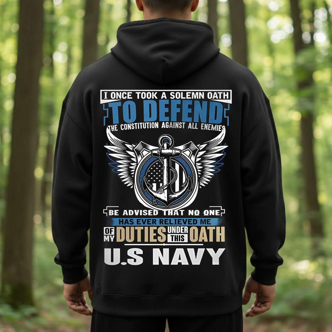 U.S. Navy Veteran T-Shirt, Sweatshirt, Hoodie – I Took a Solemn Oath to Defend the Constitution Patriotic Military Tee
