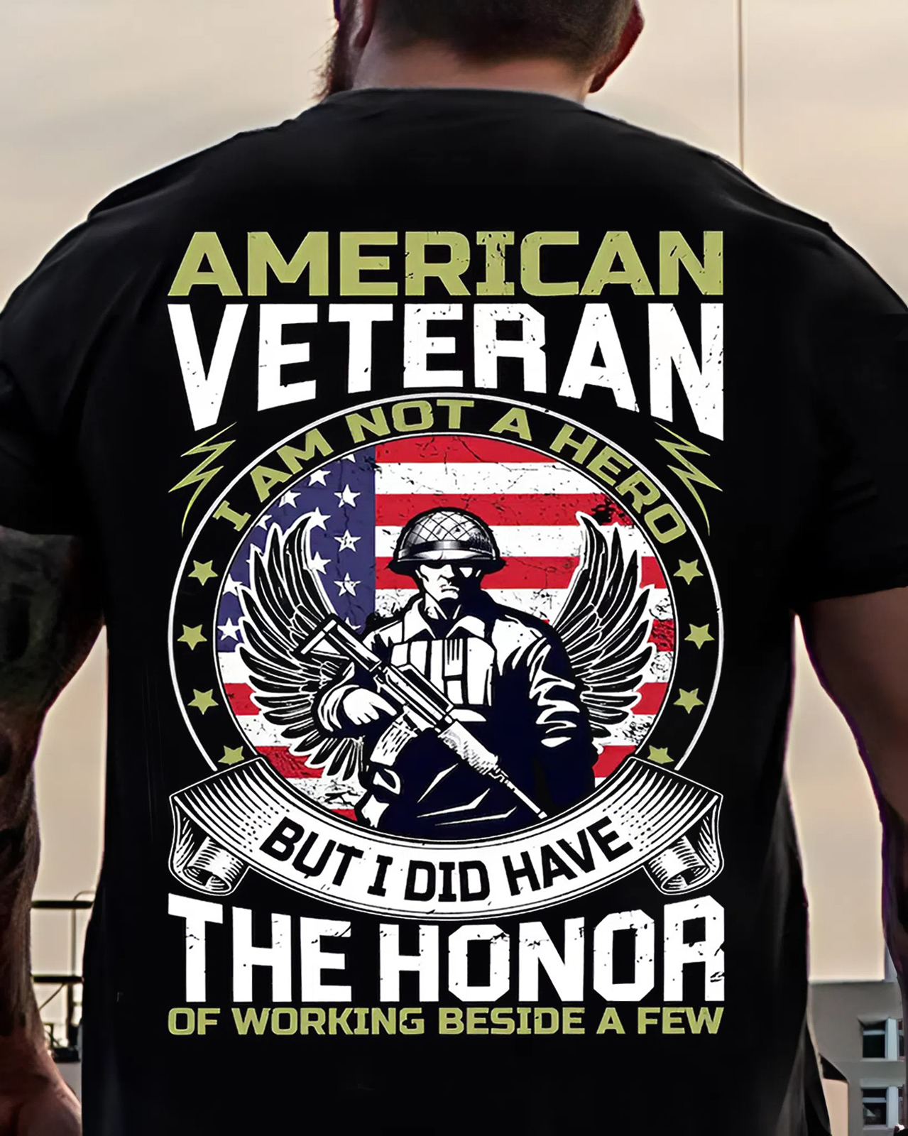 American Veteran T-Shirt – Not a Hero, But Honored to Serve – Military Pride Tee