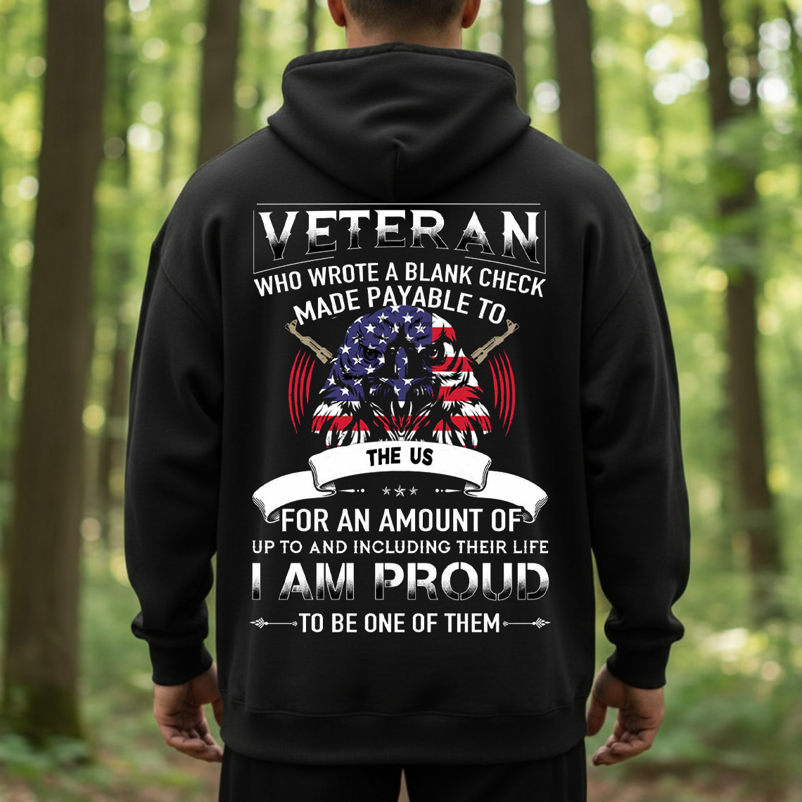 Proud US Veteran T-Shirt, Sweatshirt, Hoodie – Wrote a Blank Check for America Patriotic Military Soldier Tee