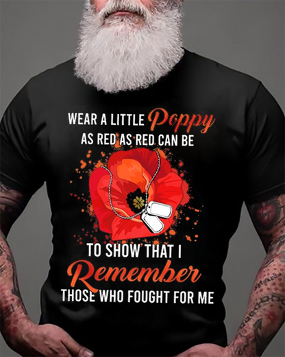 Veteran Day Lest We Forget Red Poppy Flower Usa Memorial Day Remembrance Day T Shirt