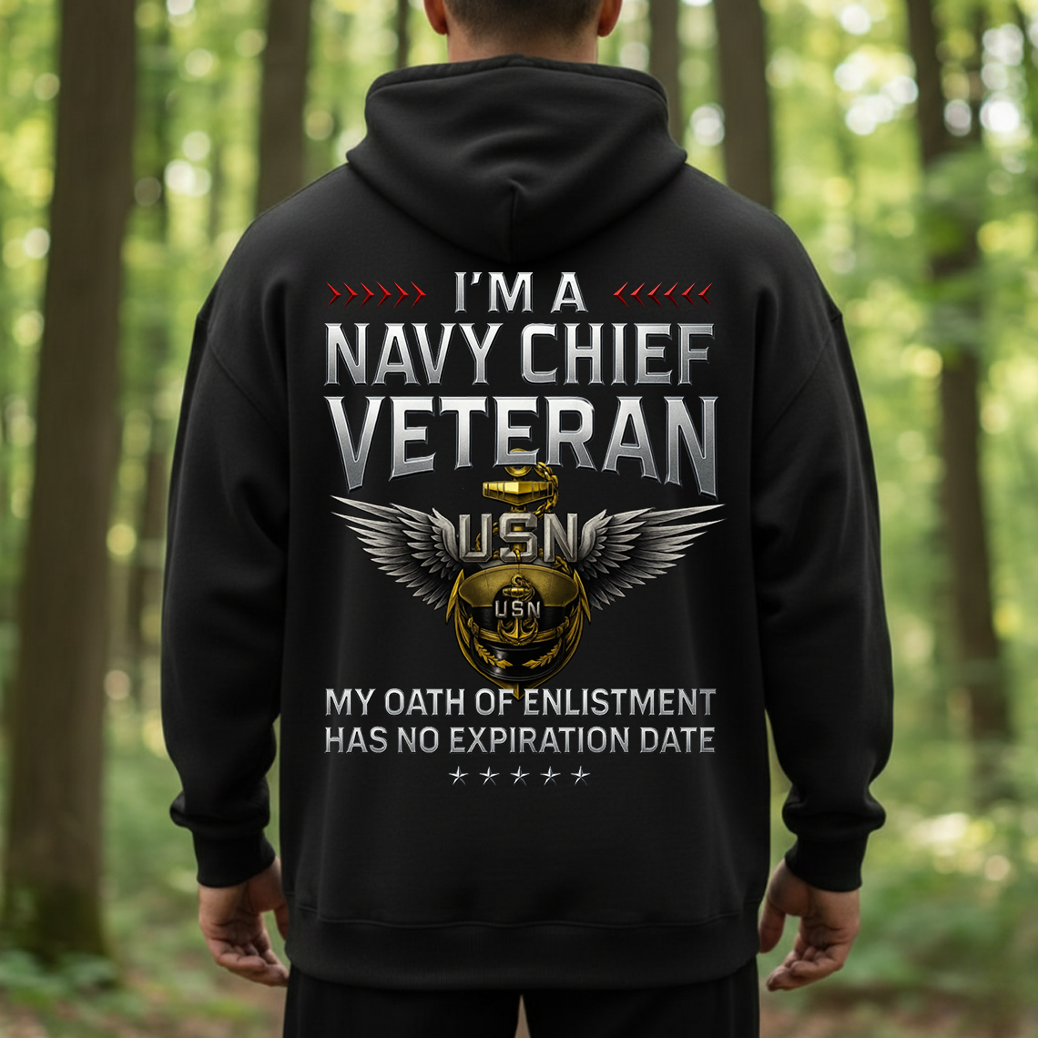 Navy Chief Veteran T-Shirt – My Oath of Enlistment Has No Expiration Date USN Military Pride Tee