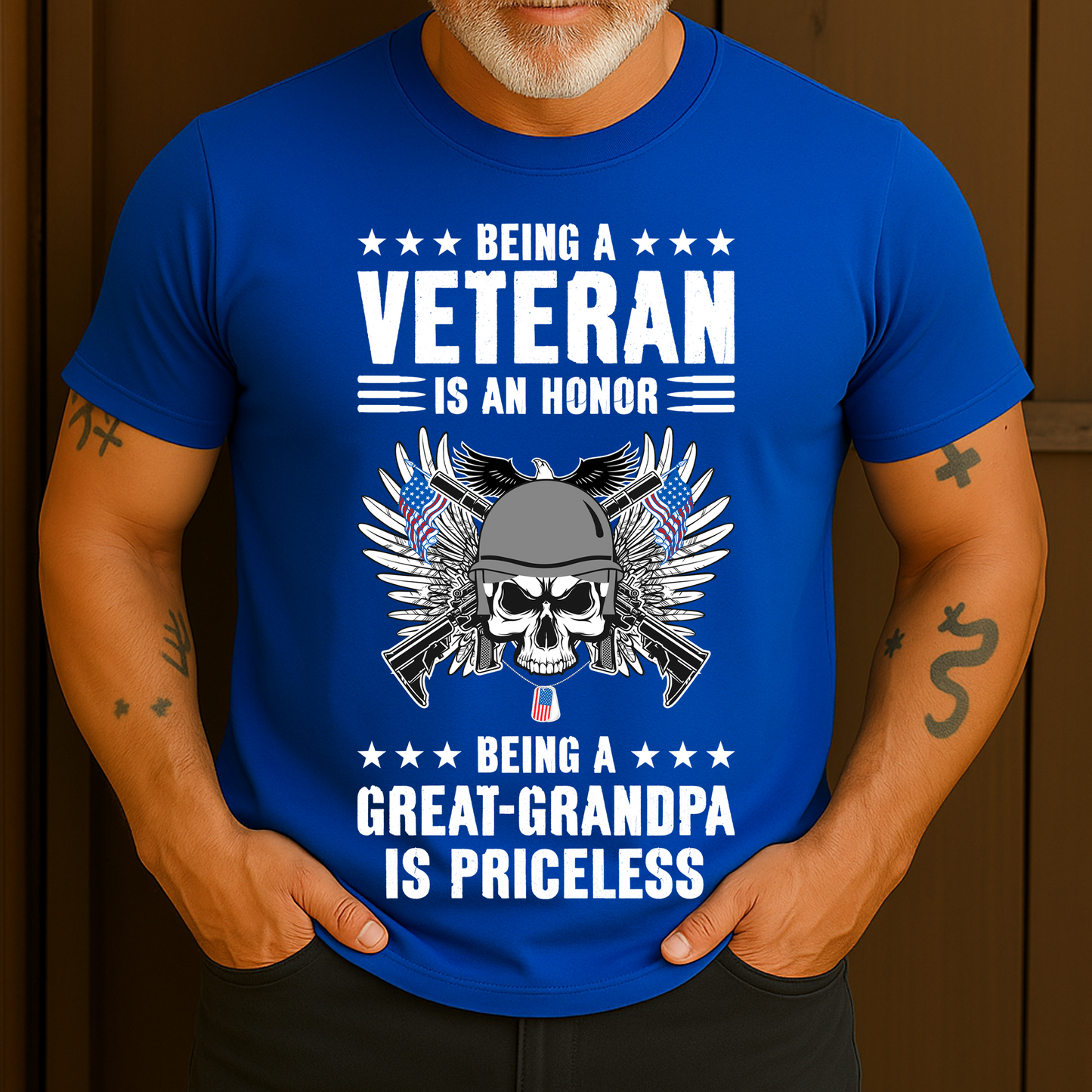 Being A Veteran Is An Honor Being A Great Grandpa Is Priceless T-Shirt