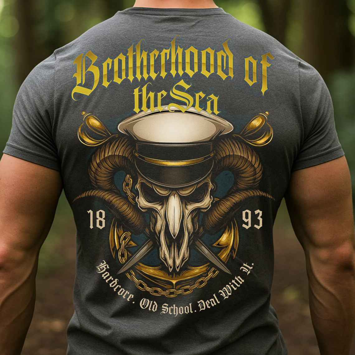 Brotherhood of the Sea Shirt, Sweatshirt, Hoodie – Hardcore Old School Sailor Skull Design for Navy Veterans 1893 Tee