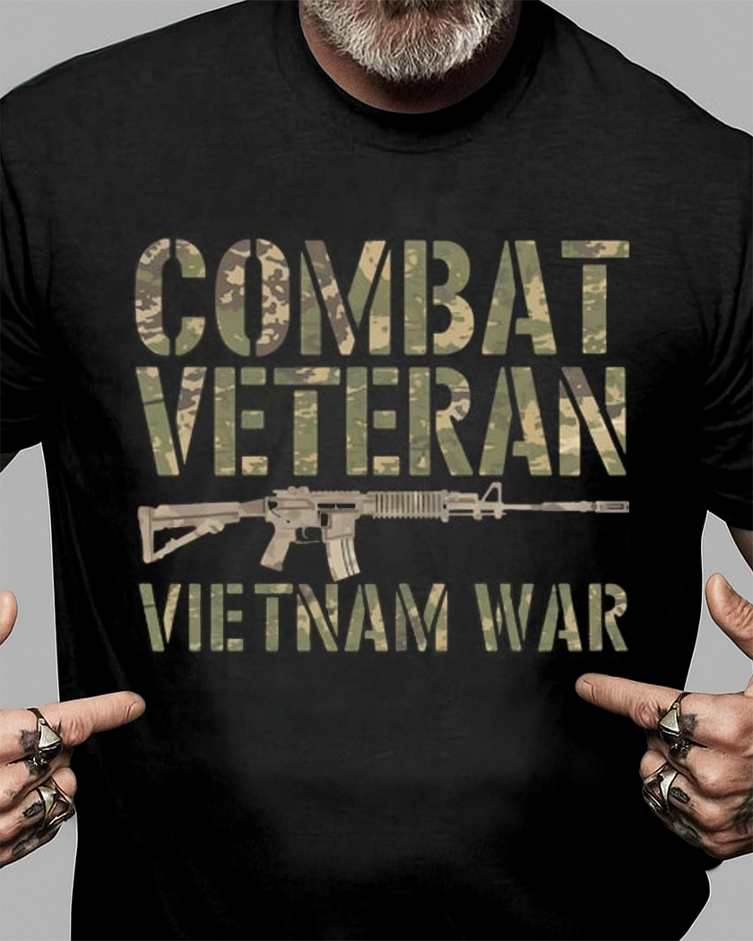 Camo Proud Combat Veteran Vietnam War Tribute Veteran T Shirt