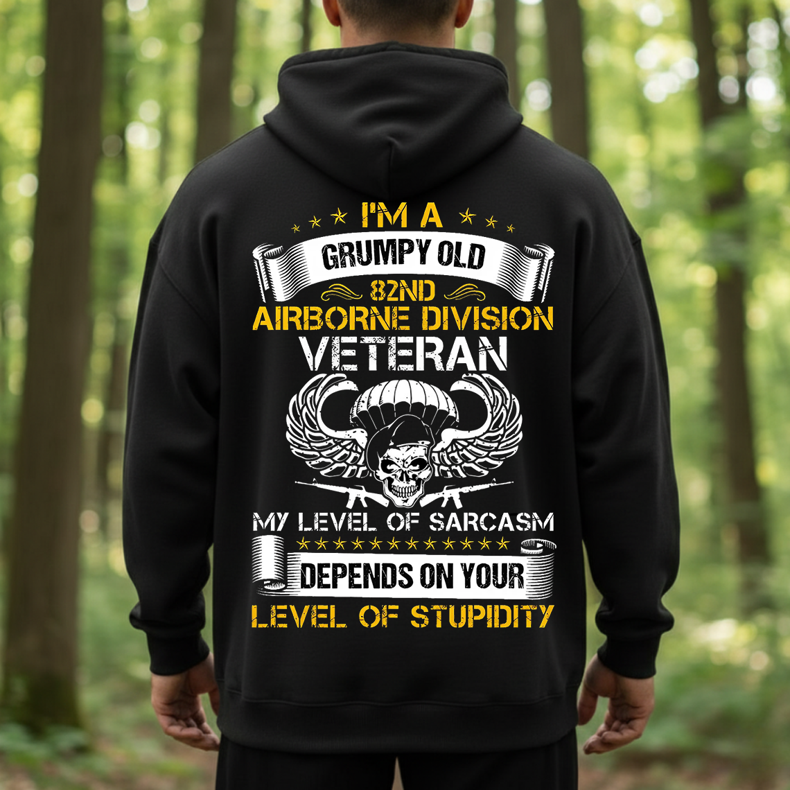 Grumpy Old 82nd Airborne Division Veteran T-Shirt - Funny Sarcastic Military Skull Tee for Army Veterans